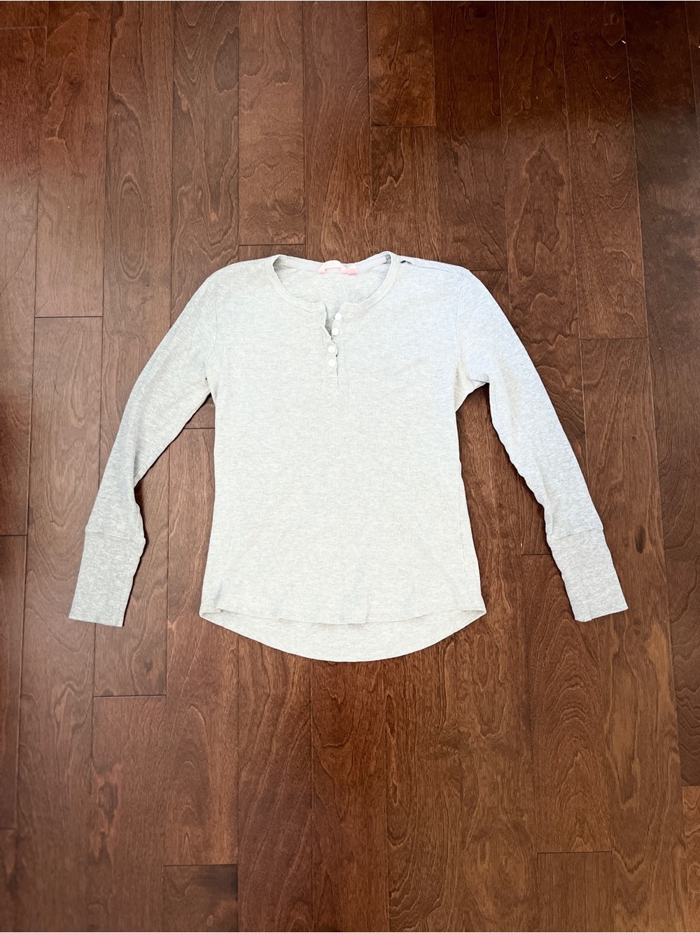 La Vie En Rose Light Gray Long Sleeve Henley